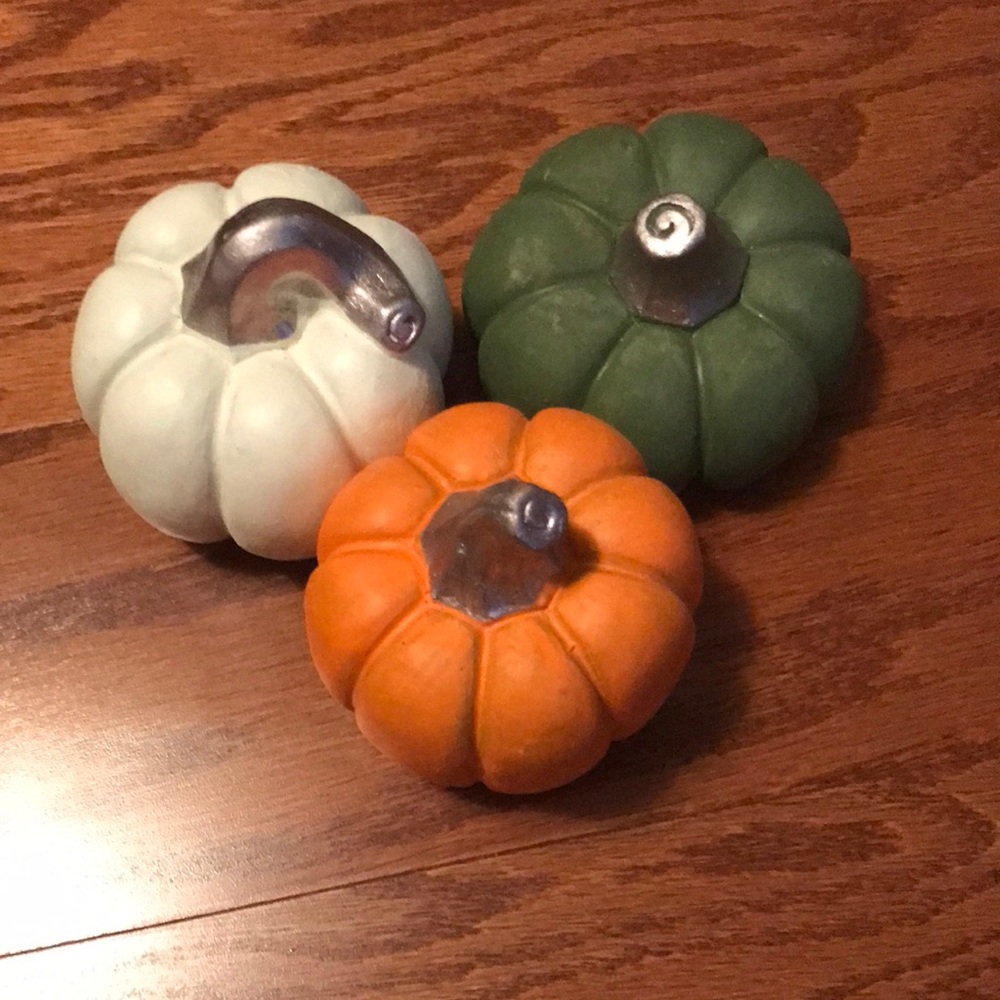 Decorative Pumpkin Trio - White, Green, and Orange